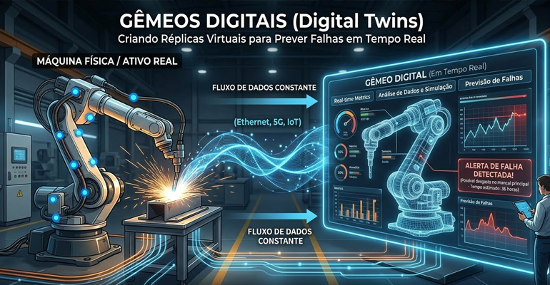 Capa do artigo A Revolução dos Gêmeos Digitais na Indústria 4.0: Da Gestão à Vista à Manutenção Prescritiva